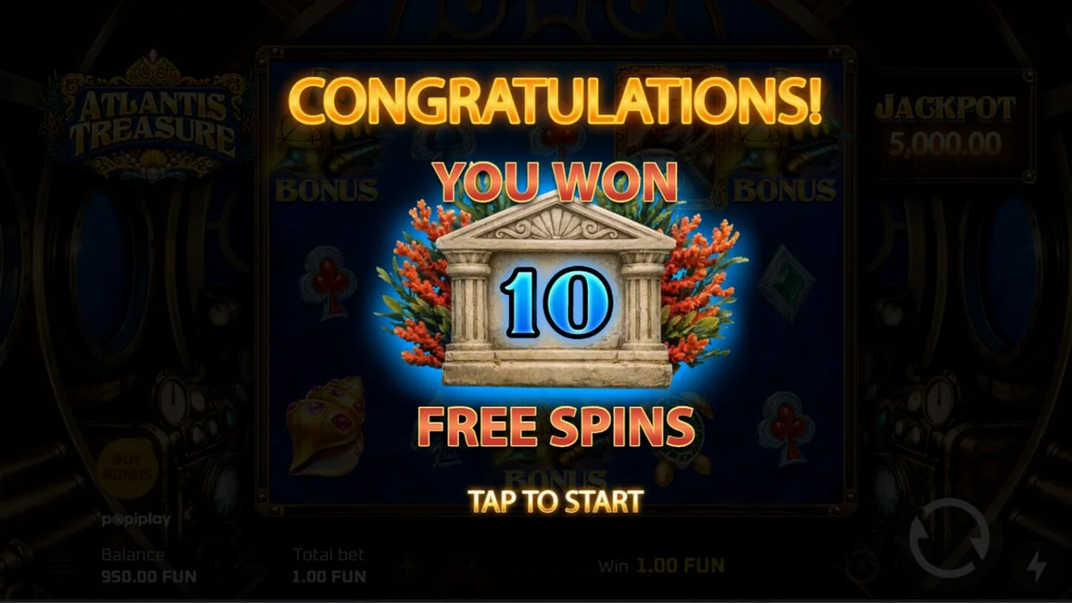 Pemandangan visual slot Atlantis Treasure dengan tema steampunk bawah laut